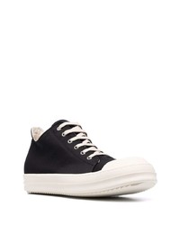 schwarze und weiße Segeltuch niedrige Sneakers von Rick Owens DRKSHDW