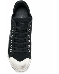 schwarze und weiße Segeltuch niedrige Sneakers von Philippe Model