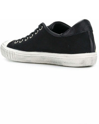 schwarze und weiße Segeltuch niedrige Sneakers von Philippe Model