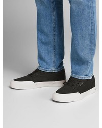 schwarze und weiße Segeltuch niedrige Sneakers von Jack & Jones
