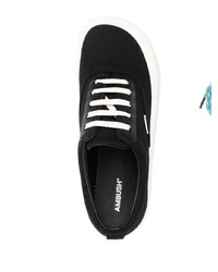 schwarze und weiße Segeltuch niedrige Sneakers von Ambush
