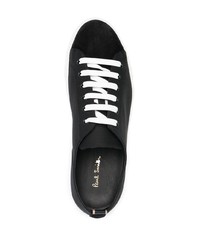 schwarze und weiße Segeltuch niedrige Sneakers von Paul Smith