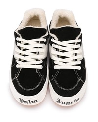 schwarze und weiße Segeltuch niedrige Sneakers von Palm Angels