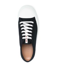 schwarze und weiße Segeltuch niedrige Sneakers von Marni