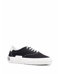 schwarze und weiße Segeltuch niedrige Sneakers von Hide&Jack