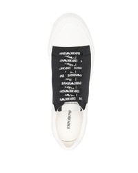 schwarze und weiße Segeltuch niedrige Sneakers von Emporio Armani