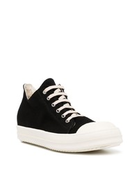 schwarze und weiße Segeltuch niedrige Sneakers von Rick Owens DRKSHDW