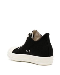 schwarze und weiße Segeltuch niedrige Sneakers von Rick Owens DRKSHDW