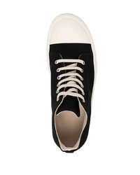 schwarze und weiße Segeltuch niedrige Sneakers von Rick Owens DRKSHDW