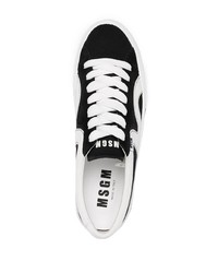schwarze und weiße Segeltuch niedrige Sneakers von MSGM