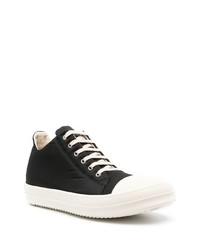 schwarze und weiße Segeltuch niedrige Sneakers von Rick Owens DRKSHDW