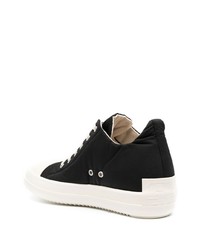 schwarze und weiße Segeltuch niedrige Sneakers von Rick Owens DRKSHDW