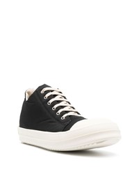 schwarze und weiße Segeltuch niedrige Sneakers von Rick Owens DRKSHDW