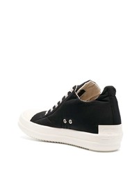 schwarze und weiße Segeltuch niedrige Sneakers von Rick Owens DRKSHDW