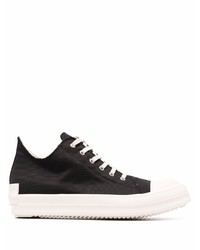 schwarze und weiße Segeltuch niedrige Sneakers von Rick Owens DRKSHDW