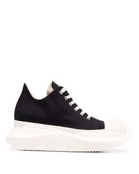 schwarze und weiße Segeltuch niedrige Sneakers von Rick Owens DRKSHDW