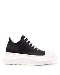 schwarze und weiße Segeltuch niedrige Sneakers von Rick Owens DRKSHDW