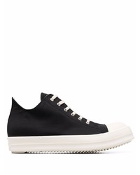 schwarze und weiße Segeltuch niedrige Sneakers von Rick Owens DRKSHDW