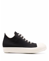 schwarze und weiße Segeltuch niedrige Sneakers von Rick Owens DRKSHDW