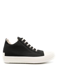 schwarze und weiße Segeltuch niedrige Sneakers von Rick Owens DRKSHDW