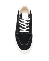 schwarze und weiße Segeltuch niedrige Sneakers von Ami