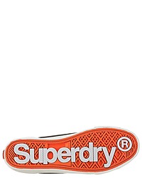 schwarze und weiße Segeltuch niedrige Sneakers von Superdry