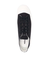 schwarze und weiße Segeltuch niedrige Sneakers von Kenzo