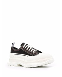 schwarze und weiße Segeltuch niedrige Sneakers von Alexander McQueen