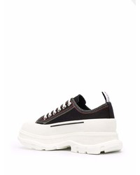 schwarze und weiße Segeltuch niedrige Sneakers von Alexander McQueen