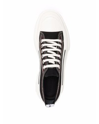 schwarze und weiße Segeltuch niedrige Sneakers von Alexander McQueen