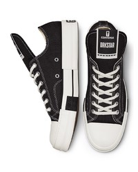 schwarze und weiße Segeltuch niedrige Sneakers von Rick Owens