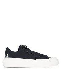 schwarze und weiße Segeltuch niedrige Sneakers von Y-3
