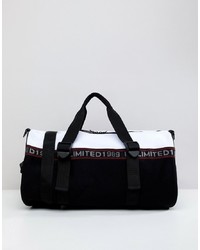 schwarze und weiße Segeltuch Sporttasche von ASOS DESIGN