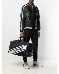 schwarze und weiße Segeltuch Sporttasche von Plein Sport