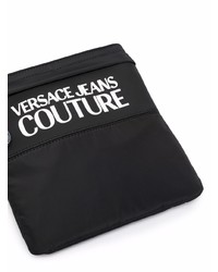 schwarze und weiße Segeltuch Umhängetasche von VERSACE JEANS COUTURE