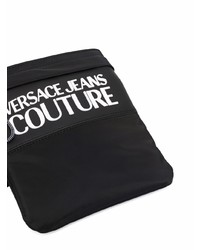 schwarze und weiße Segeltuch Umhängetasche von VERSACE JEANS COUTURE