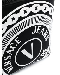 schwarze und weiße Segeltuch Umhängetasche von VERSACE JEANS COUTURE