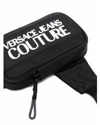 schwarze und weiße Segeltuch Umhängetasche von VERSACE JEANS COUTURE