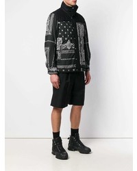 schwarze und weiße Shirtjacke mit Paisley-Muster von Sacai