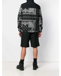 schwarze und weiße Shirtjacke mit Paisley-Muster von Sacai