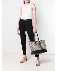 schwarze und weiße Shopper Tasche aus Leder mit geometrischem Muster von Salvatore Ferragamo