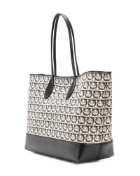 schwarze und weiße Shopper Tasche aus Leder mit geometrischem Muster von Salvatore Ferragamo