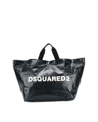 schwarze und weiße Shopper Tasche aus Leder von Dsquared2