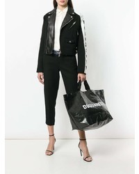 schwarze und weiße Shopper Tasche aus Leder von Dsquared2