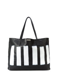 schwarze und weiße Shopper Tasche aus Leder von Elisabeth Weinstock