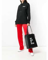 schwarze und weiße Shopper Tasche aus Leder von DKNY