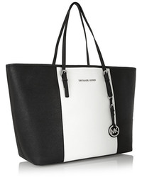 schwarze und weiße Shopper Tasche aus Leder von MICHAEL Michael Kors