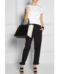 schwarze und weiße Shopper Tasche aus Leder von Lanvin