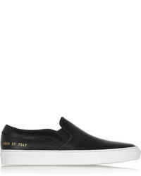 schwarze und weiße Slip-On Sneakers aus Leder