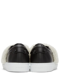 schwarze und weiße Slip-On Sneakers aus Leder von Givenchy